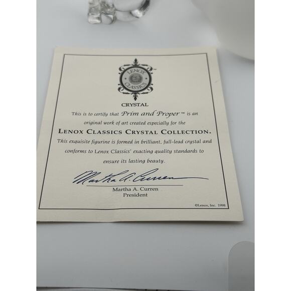 Lenox "Prim and Proper" Crystal Cat Figurines Clear Frost NIB COA 1993 4" - Picture 8 of 9